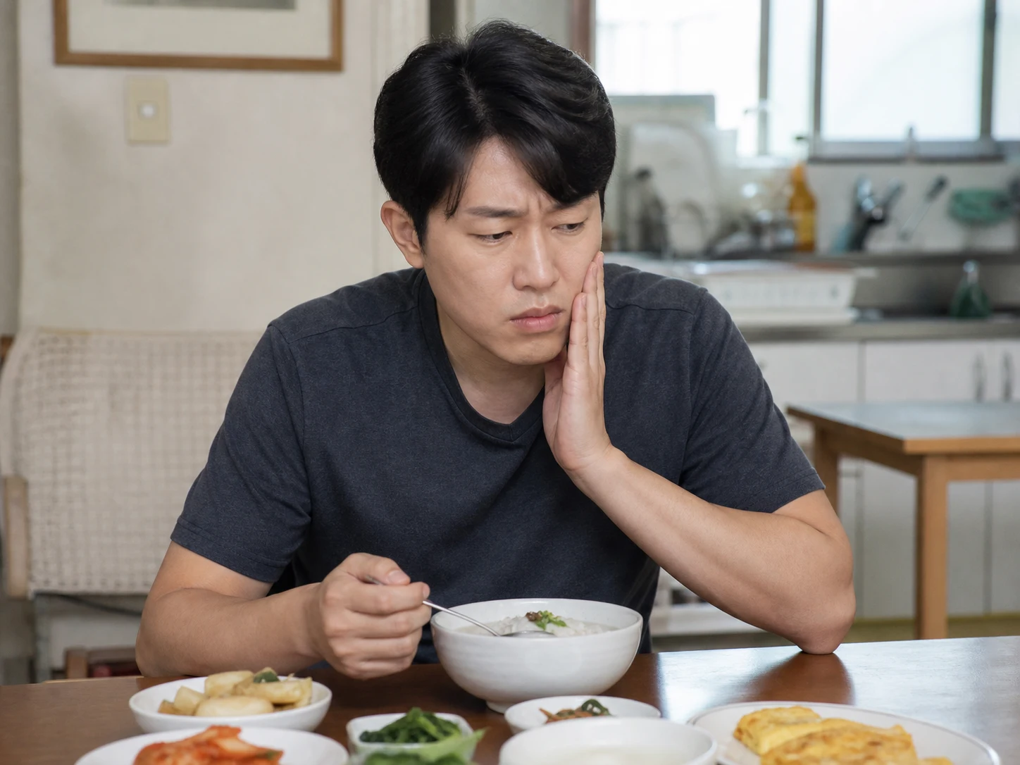 씹을 때 어금니 통증 관련 상황을 보여주는 안내 이미지